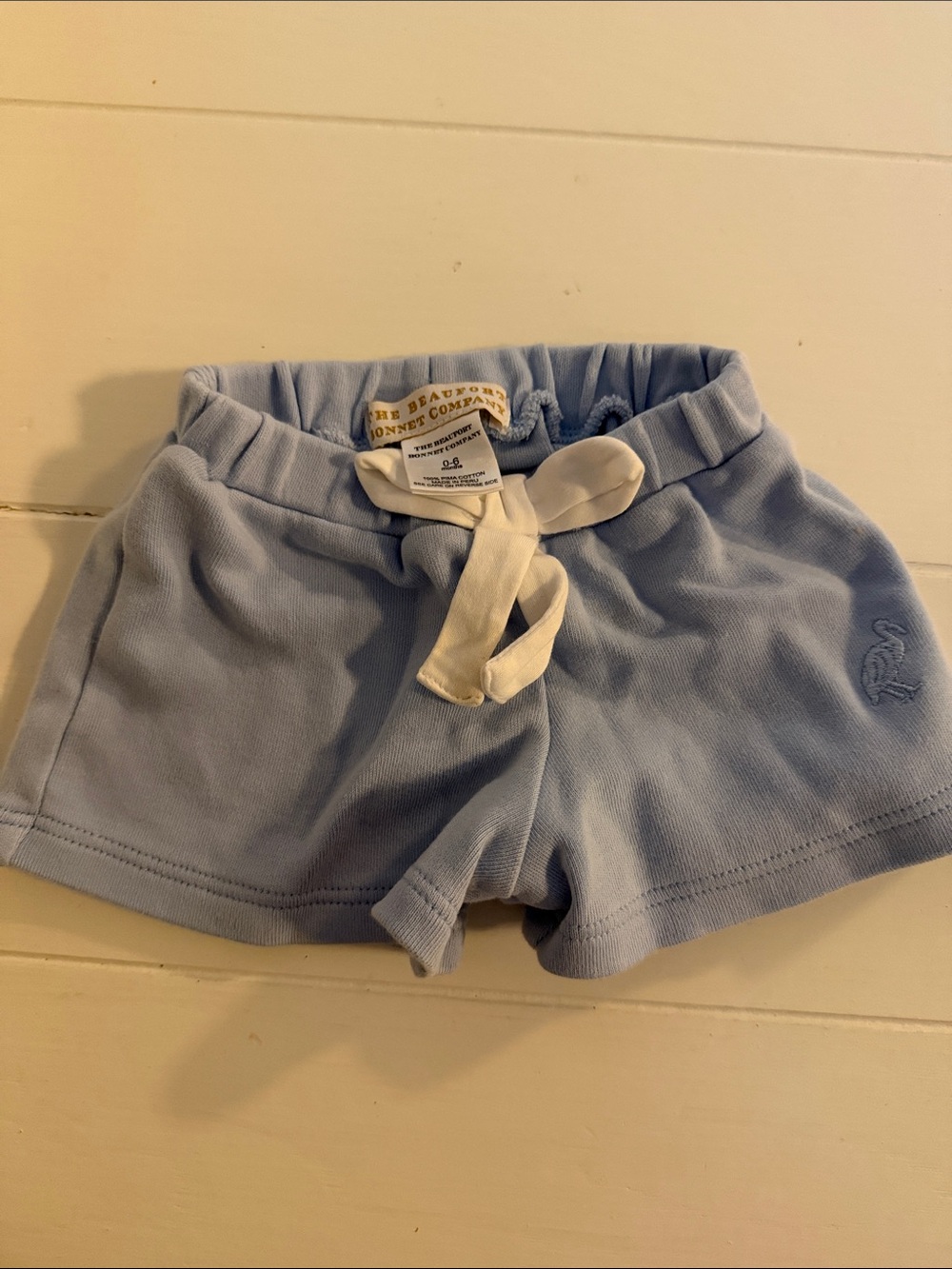 The Beaufort Bonnet Company Light Blue Toddler Shorts with Cream Drawstring